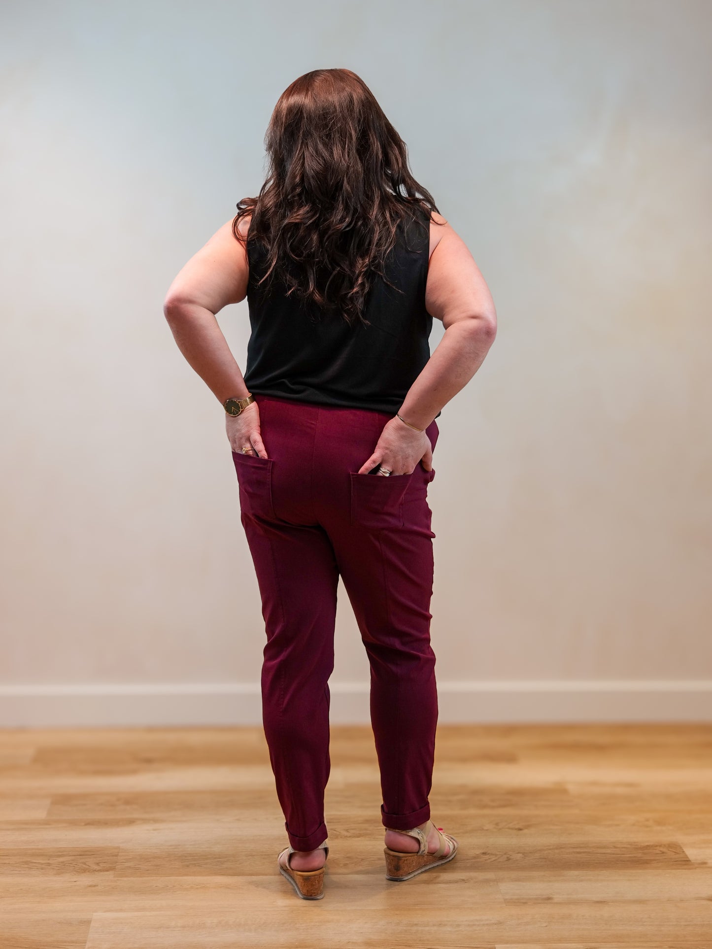 Pantalon stretch bordeaux