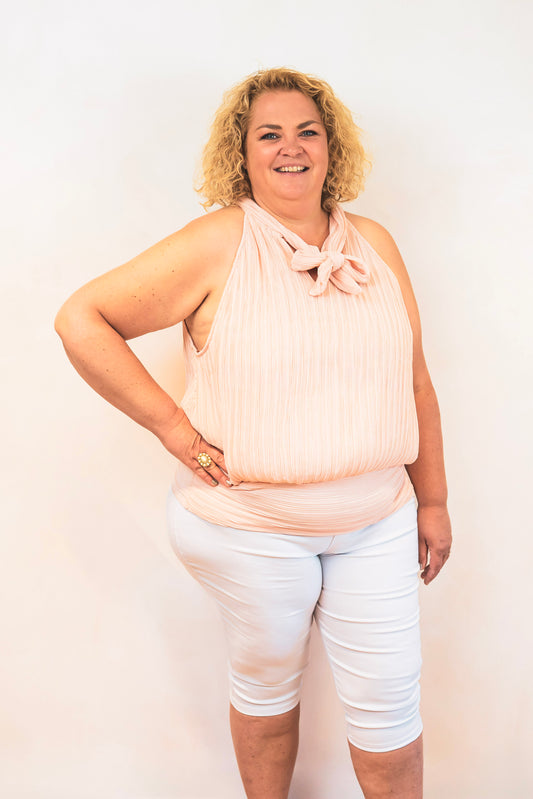 Pantacourt taille élastique blanc