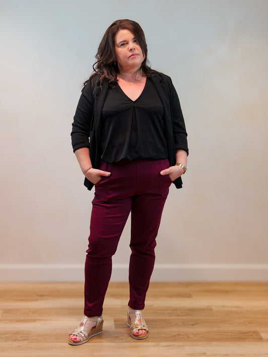 Pantalon stretch bordeaux