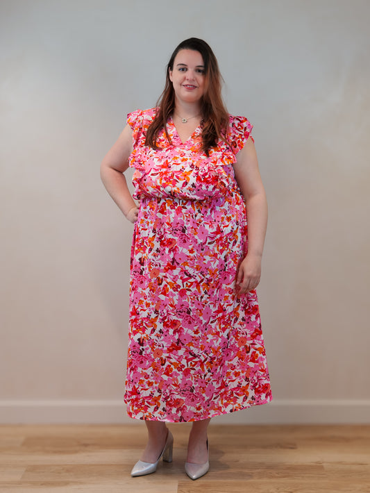 Robe fleurie rouge